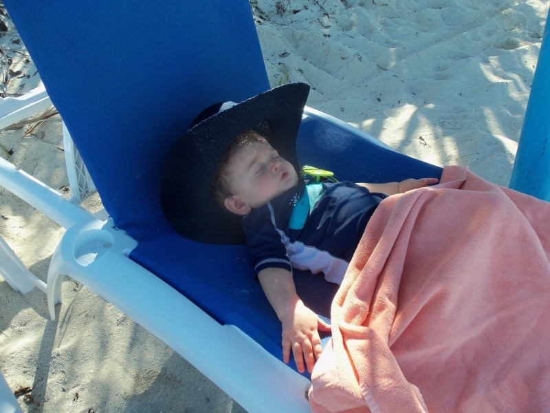 Our grandson Braden - Our little grandson cowboy takes a nap.