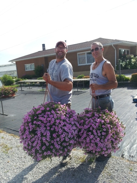 Jack and Mark - Mark (on left) and Jack (on right) picking up Mark and Renee's wedding flowers at Carl's in Leamington