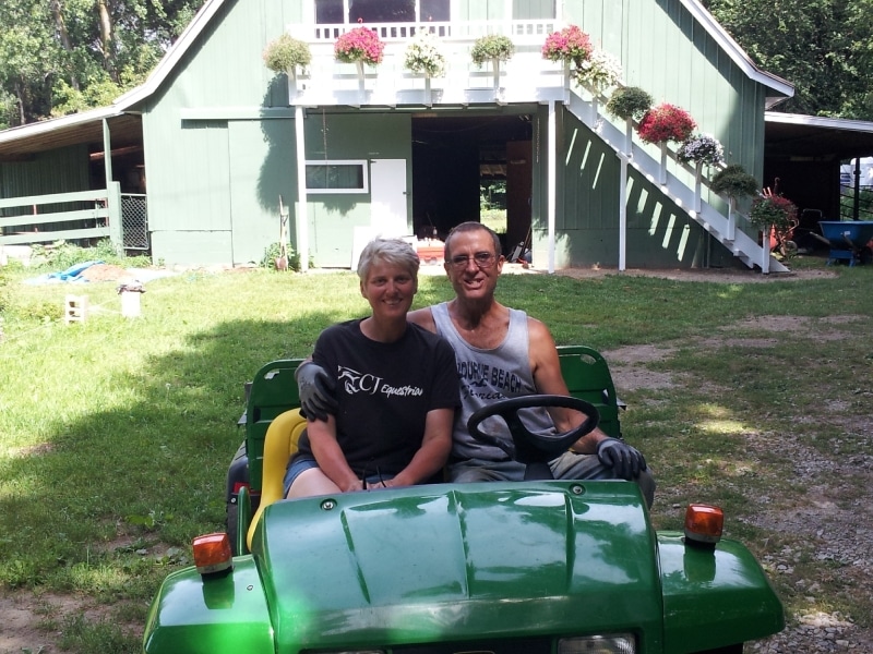 Jack and Sidonia on Gator at home on the farm